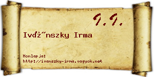 Ivánszky Irma névjegykártya